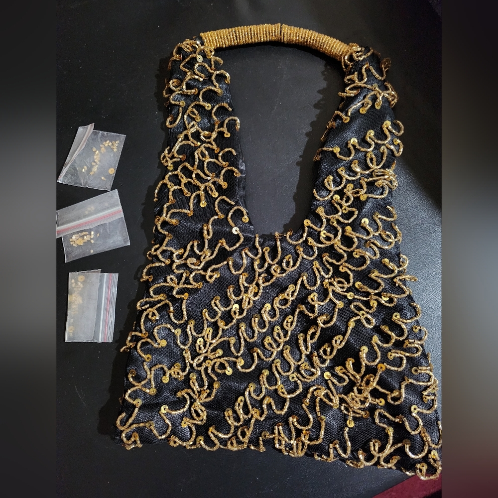 Chic Black Bag with Gold Embellishments